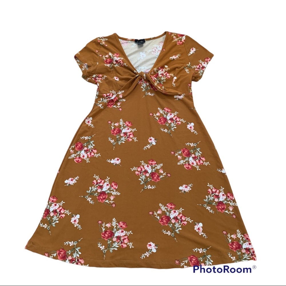 ✨Floral Mini Dress with Tie - M